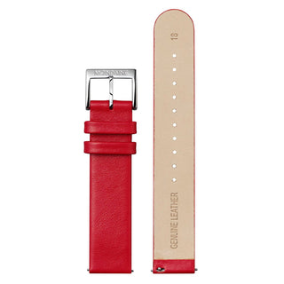 Genuine Leather Watch Strap, 18 mm, Red