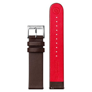Vegan Grape Leather Strap, 20mm, Dark Brown with Red Lining