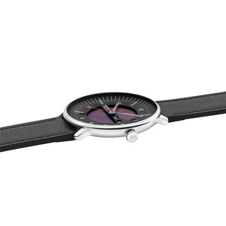 Doppio Solar Skeleton, Polished Steel, 41 mm, Vegan Grape Leather
