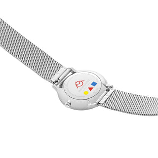 Doppio, Polished Steel, 33 mm, Stainless Steel Mesh