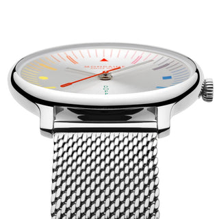 Doppio, Polished Steel, 33 mm, Stainless Steel Mesh