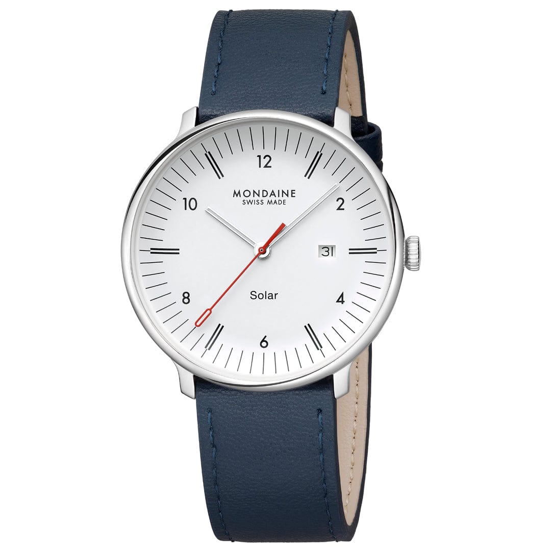 Doppio Solar, Polished Steel, 41 mm, Blue Vegan Apple Leather