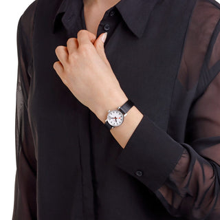 EVO2, Polished Steel, 26 mm, Black Vegan Leather
