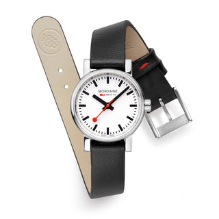 EVO2, Polished Steel, 26 mm, Black Vegan Leather