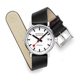 EVO2 Automatic, Polished Steel, 35 mm, Black Vegan Leather