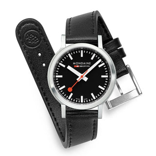 stop2go, 34 mm, Black Vegan Leather watch