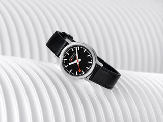 stop2go, 34 mm, Black Vegan Leather watch