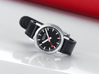 stop2go, 34 mm, Black Vegan Leather watch