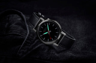 stop2go, 34 mm, Black Vegan Leather watch
