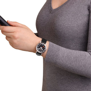 stop2go, 34 mm, Black Vegan Leather watch