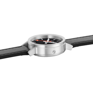 stop2go, 34 mm, Black Vegan Leather watch