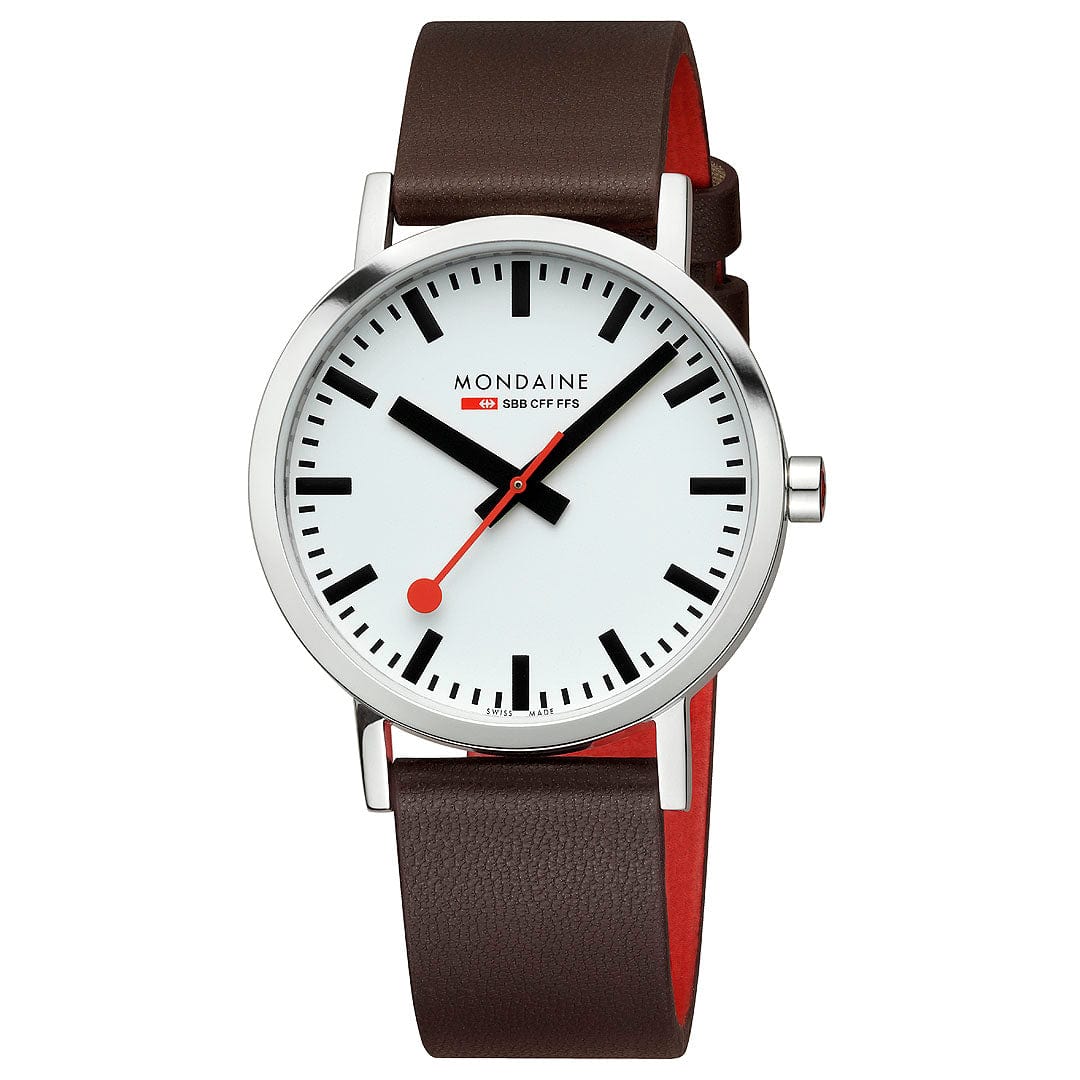 Mondaine Women's Evo 2 Date Leather Strap Watch, Red/White MSE