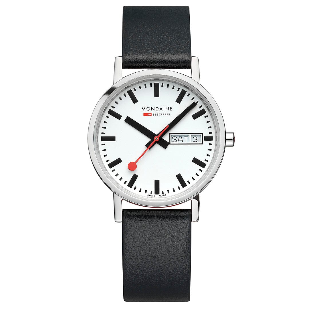 Mondaine Women's Evo 2 Date Leather Strap Watch, Red/White MSE